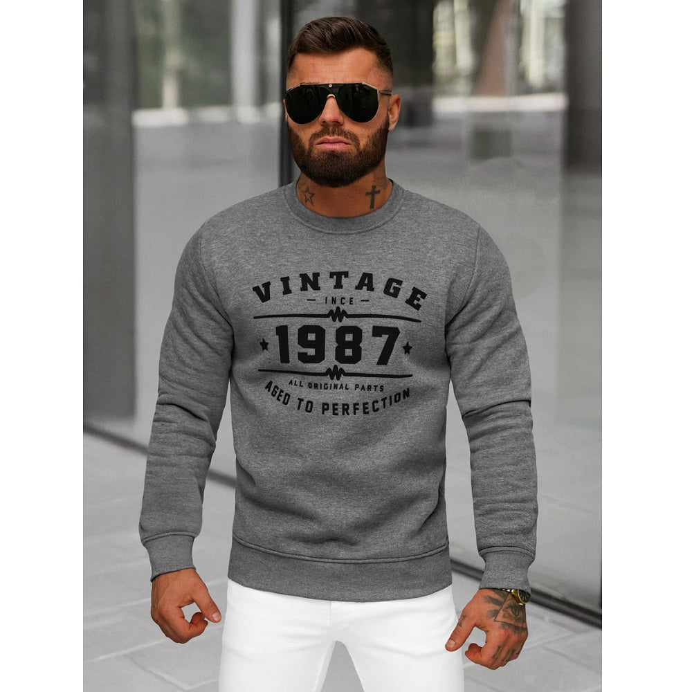 Herrtröja vintage - Grafitgrå sweatshirt