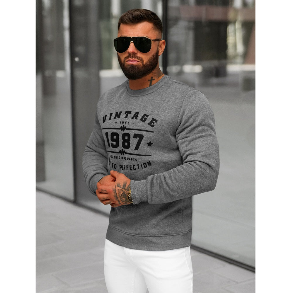 Herrtröja vintage - Grafitgrå sweatshirt sidan