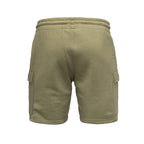 Mjukisshorts herr i kakigrön färg och cargofickor bakifrån