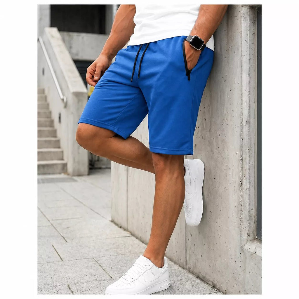 Billiga Blåa shorts herr med dragkedjefickor