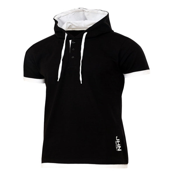 T-shirt med luva - Herrtröja svart/vit framifrån