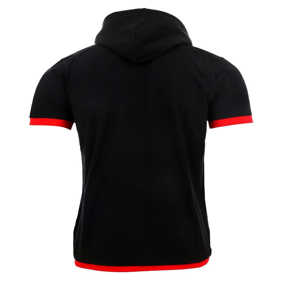 T-shirt med luva - Herrtröja svart/röd bakifrån