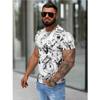 Vit T-shirt med tryck runtom - Slim Fit