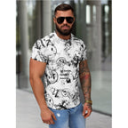 Vit T-shirt med tryck runtom - Slim Fit sidan