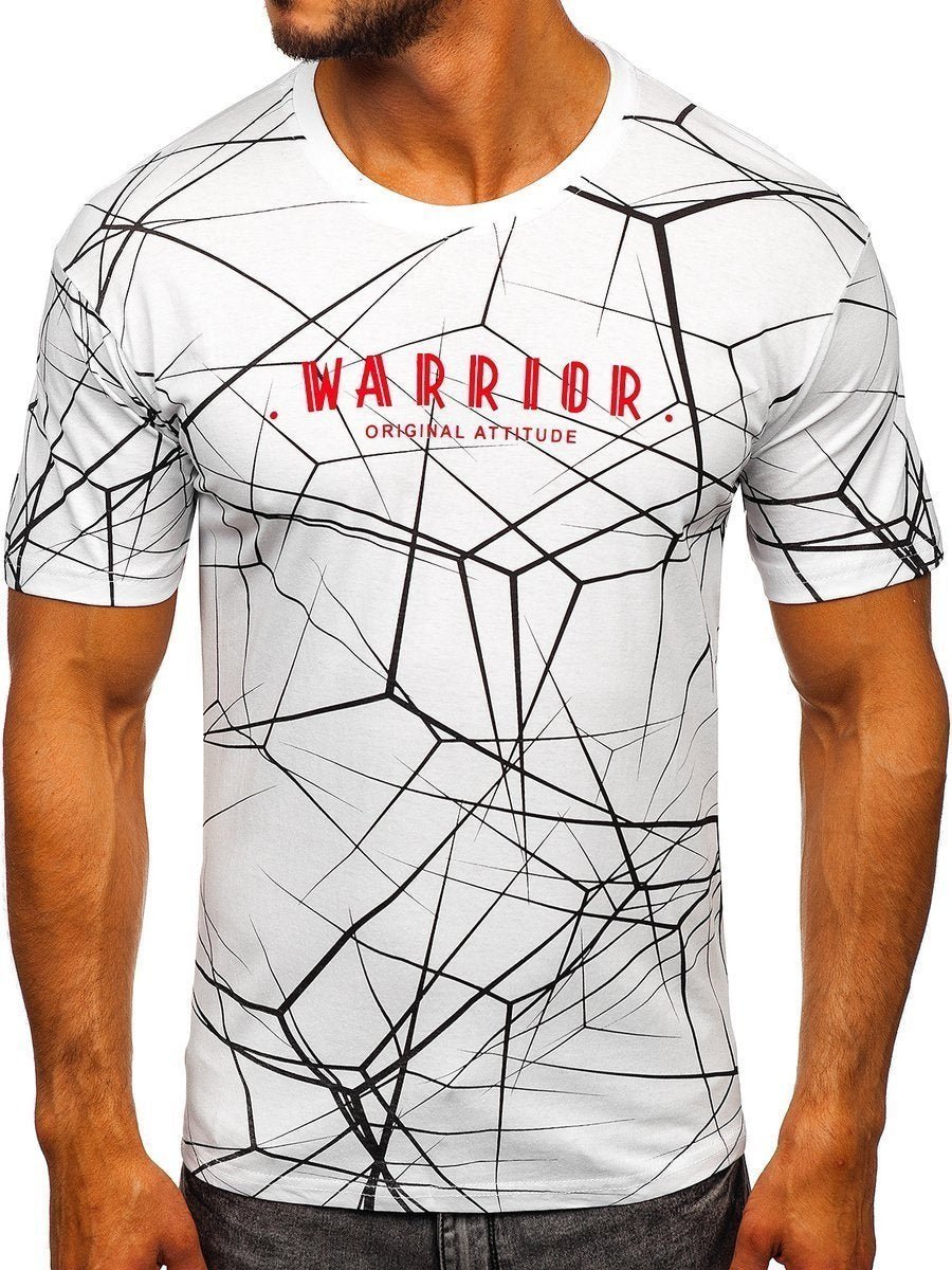 T-shirt printed Warrior - Vit