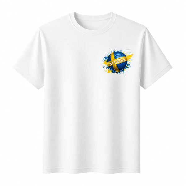 Vit Sverige T-shirt med tryck på bröstet herr