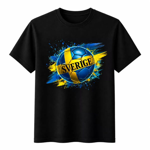 Svart T-shirt med Sverige Tryck på framsidan