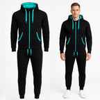 Billig träningsoverall byxor och zip hoodie