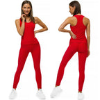 Träningsset Dam leggings och top - Rött