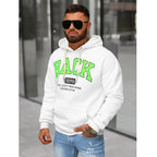 Stilren vit hoodie med tryck - Herr