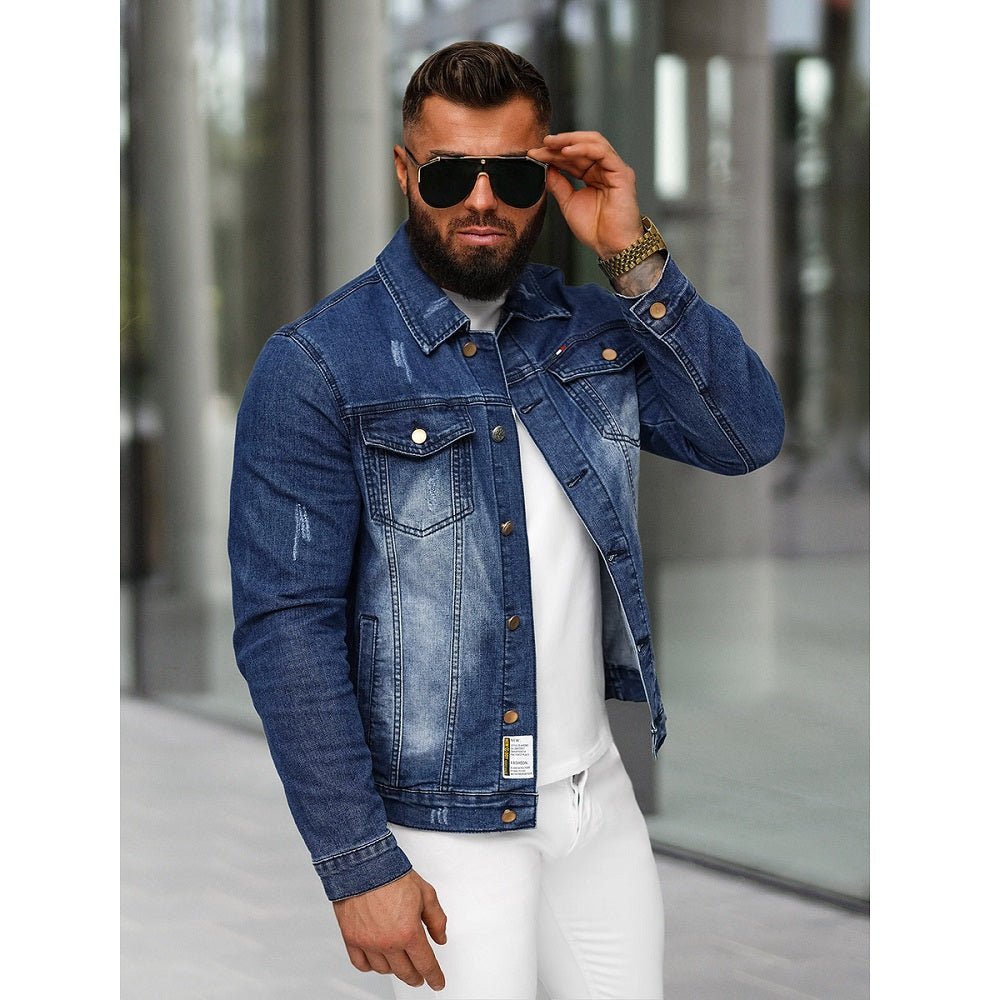 Blå Denim Jacka - Jeansjack Sliten sidan
