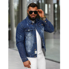 Blå Denim Jacka - Jeansjack Sliten sidan