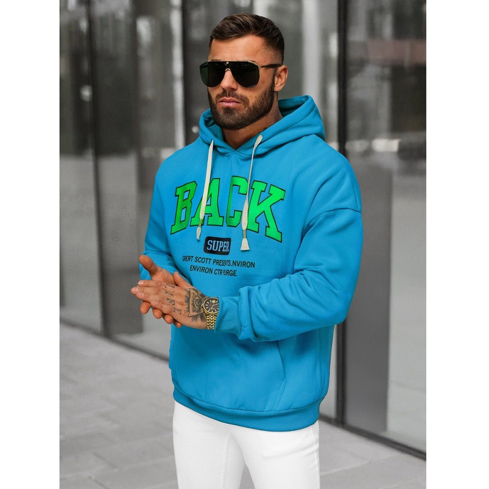 Hoodie med tryck - Ljusblå luvtröja sidan