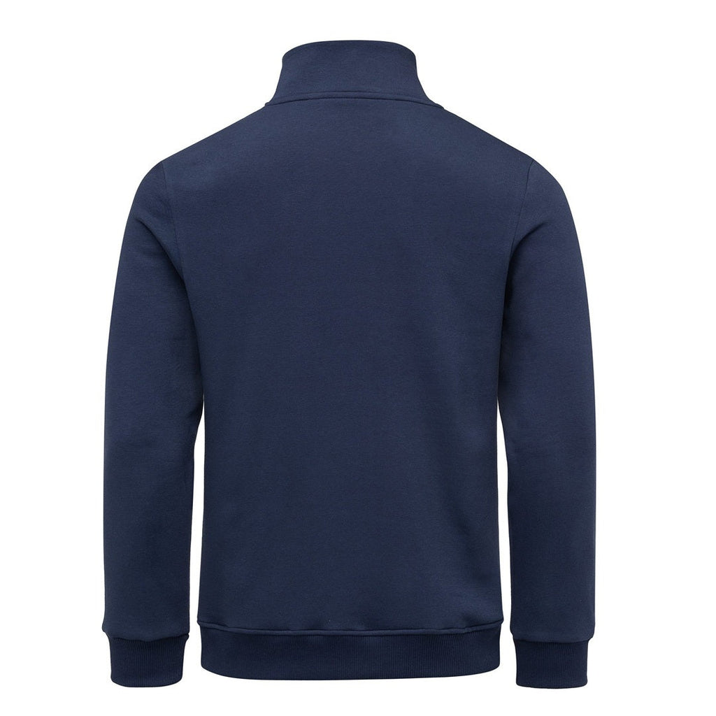 Mörkblå Amaci & Sons half zip tröja herr bakifrån