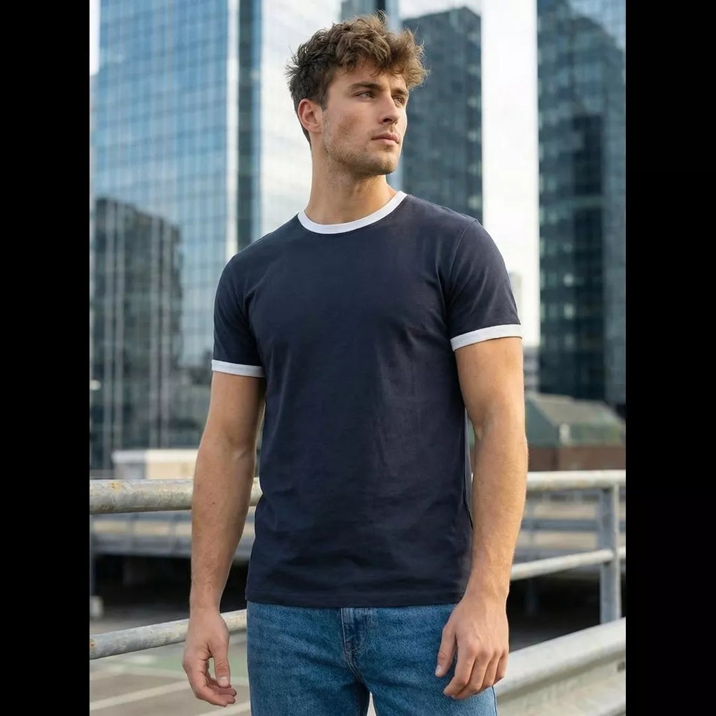 Mörkblå basic t-shirt herr