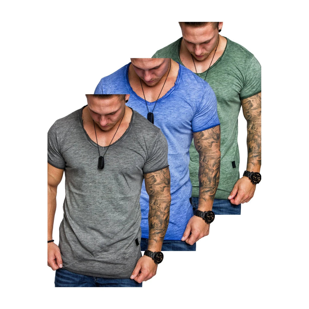 3-pack mixade färger t-shirts herr framifrån