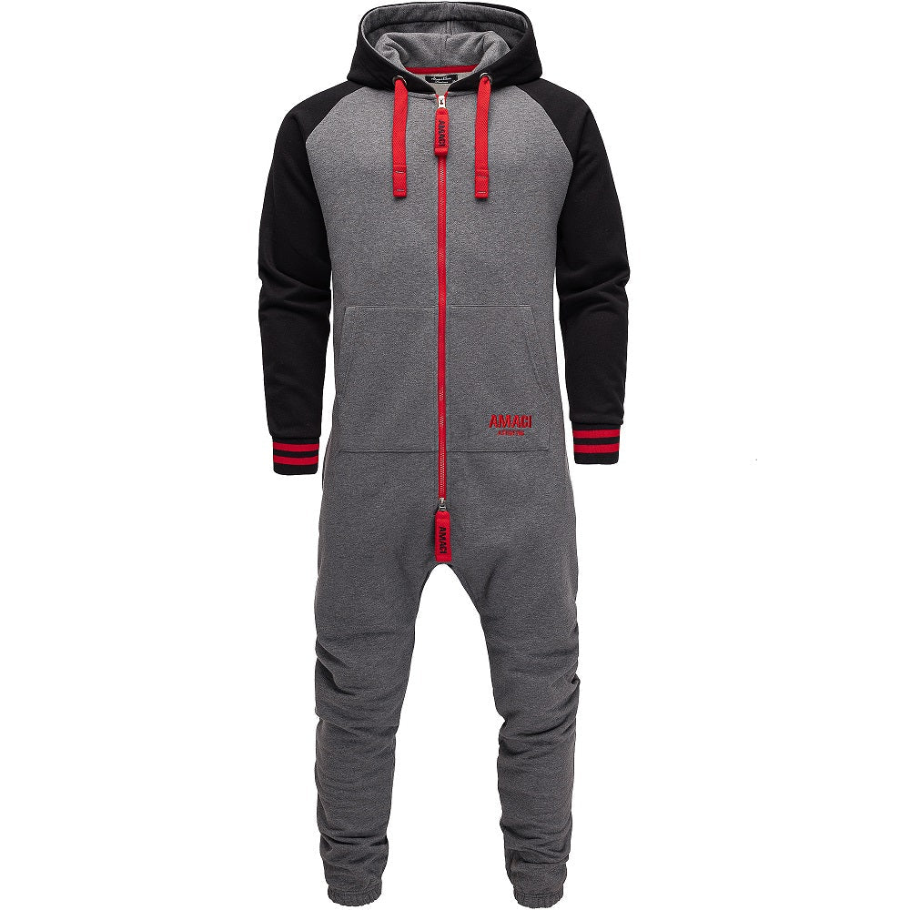 Supersköna onesies med luva - Unisex Jumpsuits - grå och röd