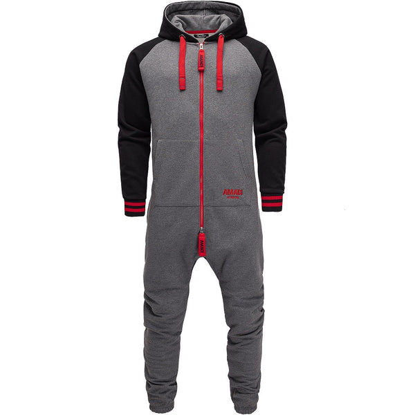 Supersköna onesies med luva - Unisex Jumpsuits - grå och röd