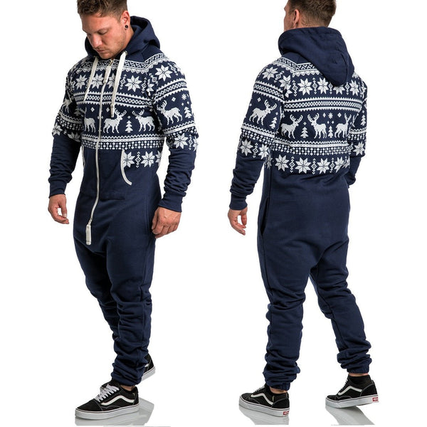 Amaci & Sons mörkblå mönstrad onesie för vuxna