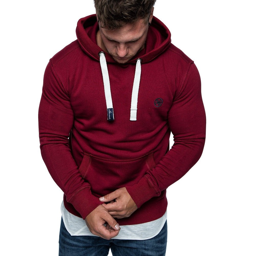 Vinröd Hoodie herr med känguruficka Herrtröja front