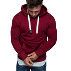 Vinröd Hoodie herr med känguruficka Herrtröja front