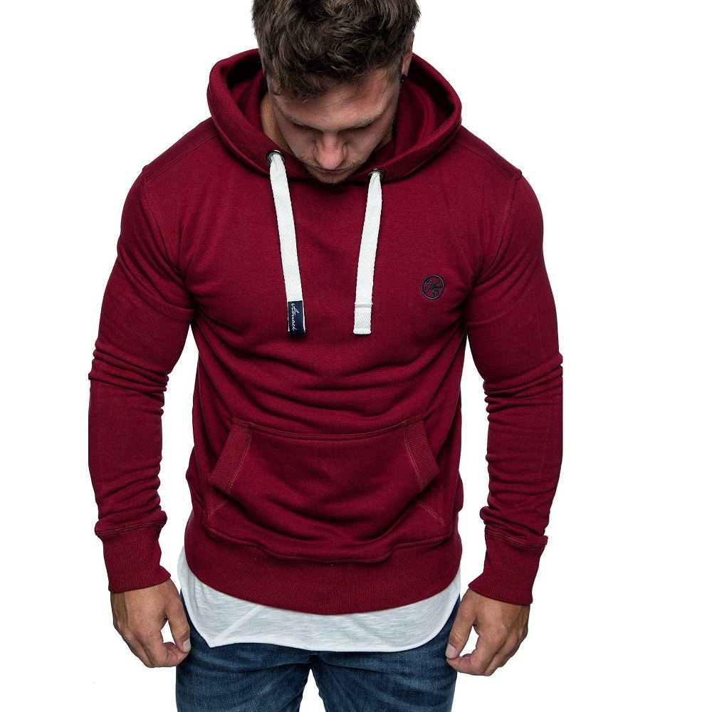 Vinröd Hoodie herr med känguruficka Herrtröja framifrån