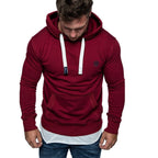 Vinröd Hoodie herr med känguruficka Herrtröja framifrån
