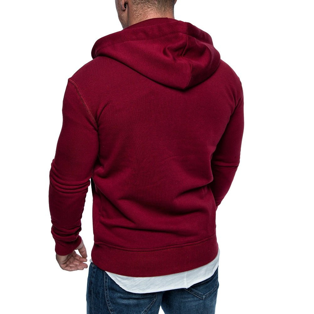 Vinröd Hoodie herr med känguruficka Herrtröja bakifrån
