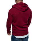 Vinröd Hoodie herr med känguruficka Herrtröja bakifrån