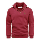 Vinröd half zip tröja herr med hög krage från Amaci & Sons