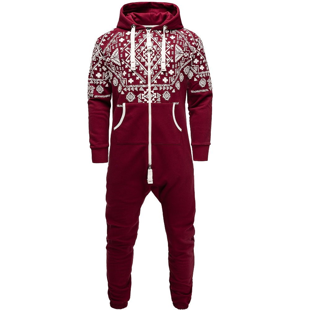 Unisex Vintage onesies - Jumpsuits med luva - vinröd