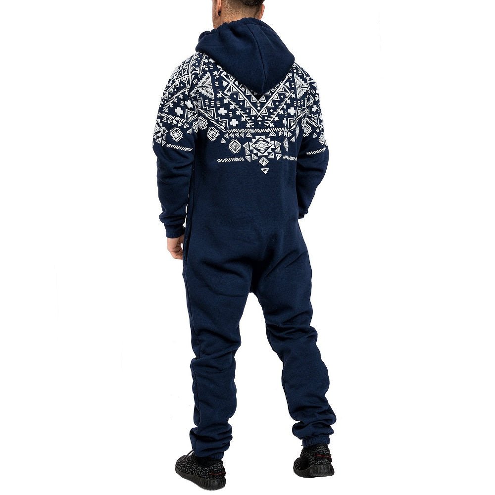 Unisex Vintage onesies - Jumpsuits med luva - mörkblå bakifrån
