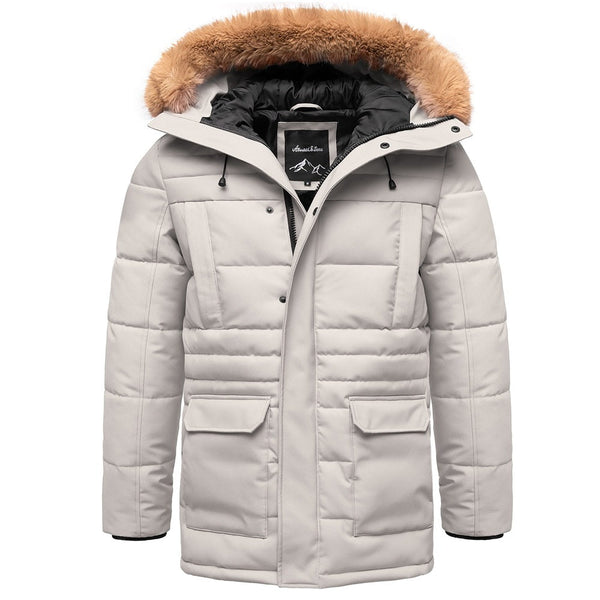 Ljusgrå parkas vinterjacka herr