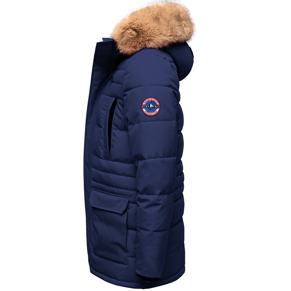 Mörkblå vinterjacka parkas Herrjacka från sidan