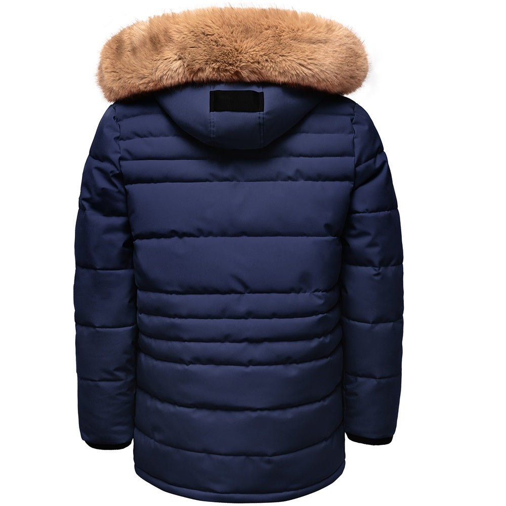 Mörkblå vinterjacka parkas Herrjacka bakifrån