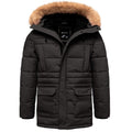 Svart parkas vinterjacka med huva