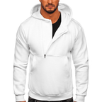 Vit sportig herrtröja med luva half zip