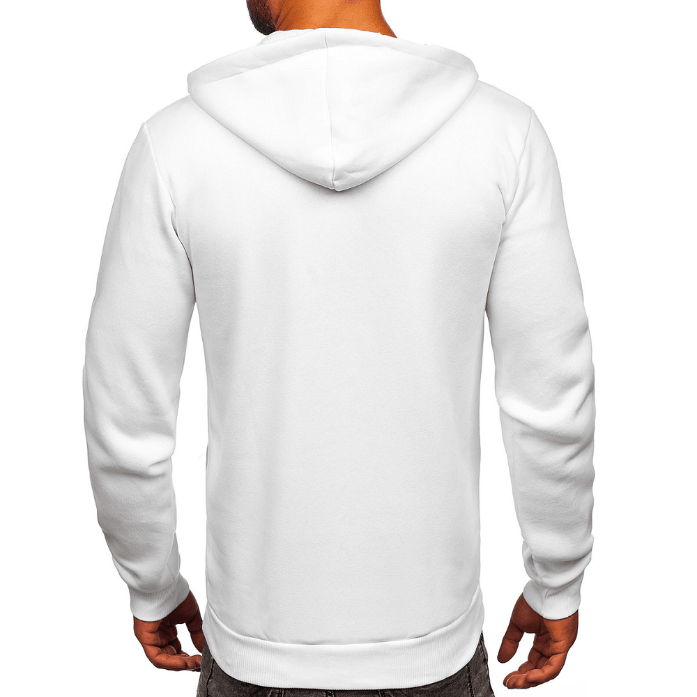 Vit Half Zip Hoodie - Herrtröja med luva - Utförsäljning