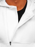 Vit Half Zip Hoodie - Herrtröja med luva - Utförsäljning