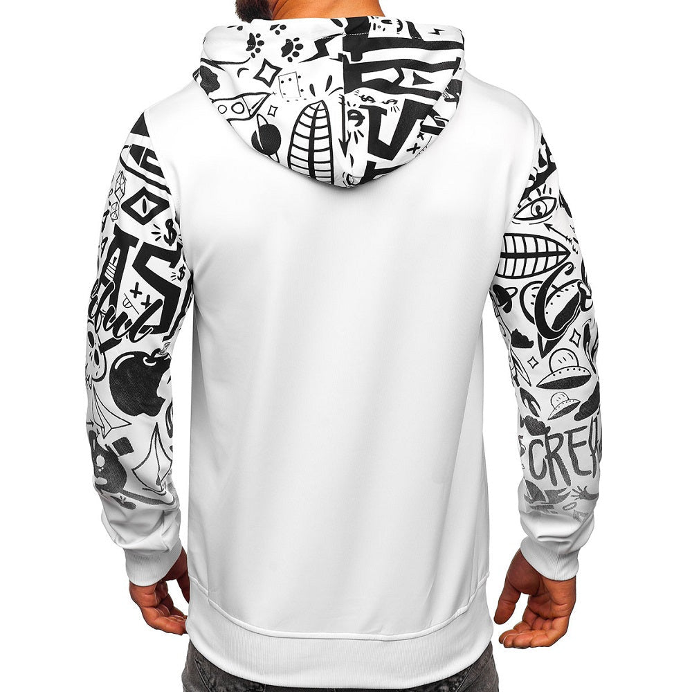 Vit polyester hoddie - Herrkläder bakifrån