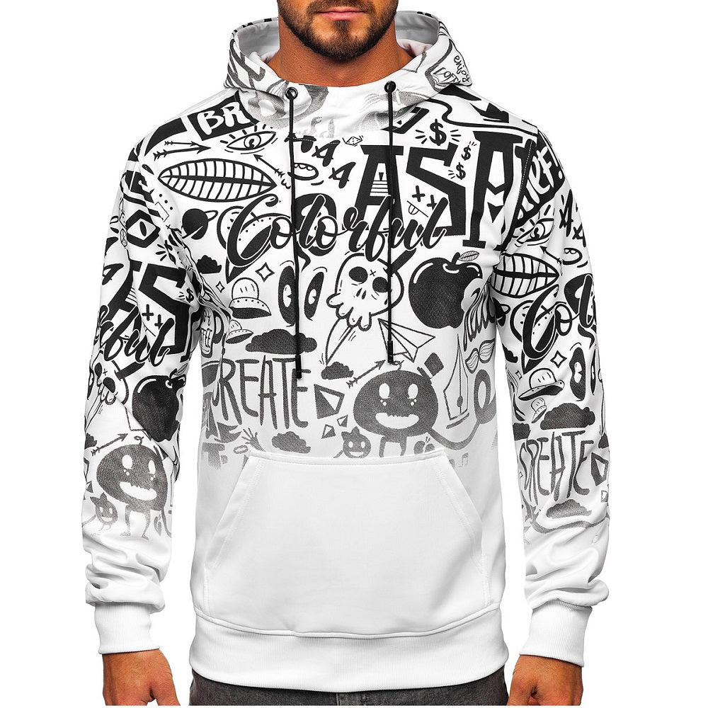 Vit polyester hoddie - Herrkläder framifrån