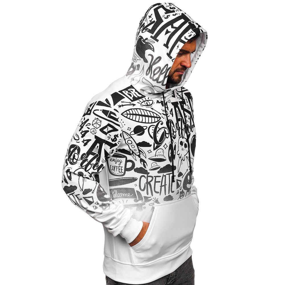 Vit polyester hoddie - Herrkläder sidan