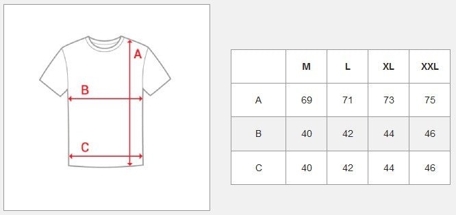 Vit T-shirt - Solid herrtröja storlekstabell