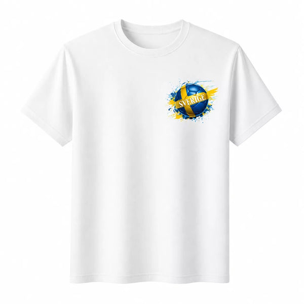 Vit Sverige T-shirt med tryck på bröstet herr
