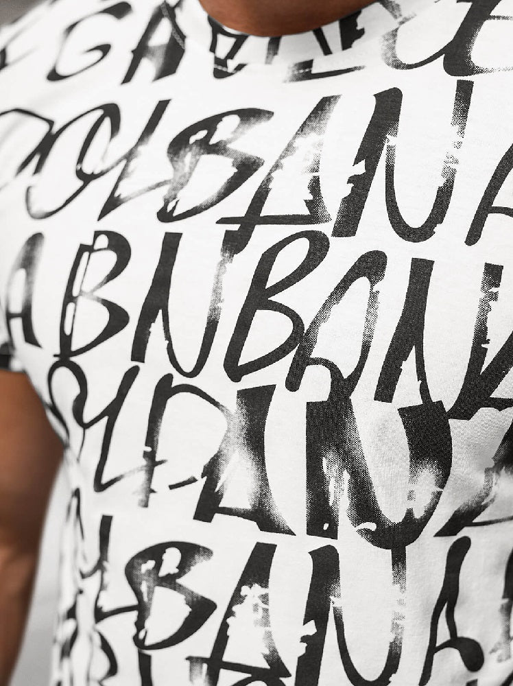 T-shirt med bokstavstryck - Herrtröja Vit zoomad