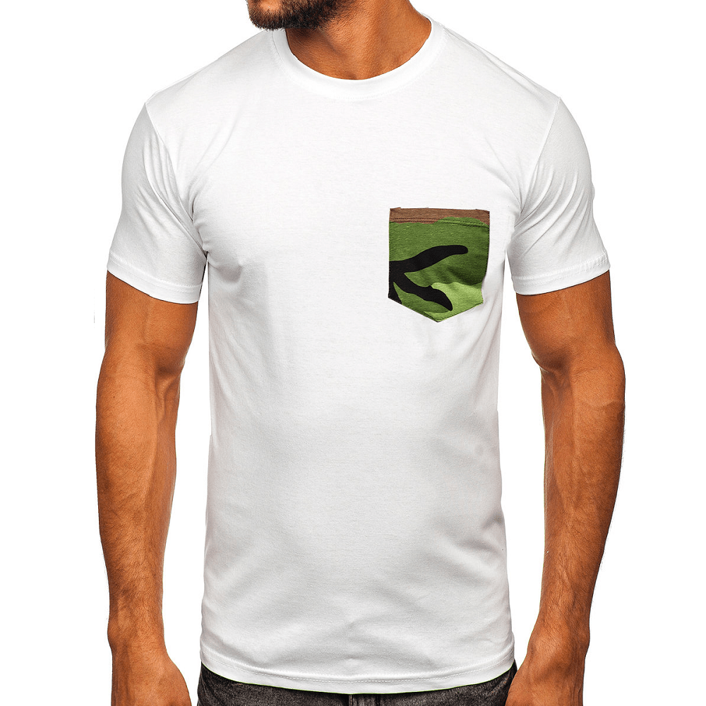 Vit T-shirt med bröstficka
