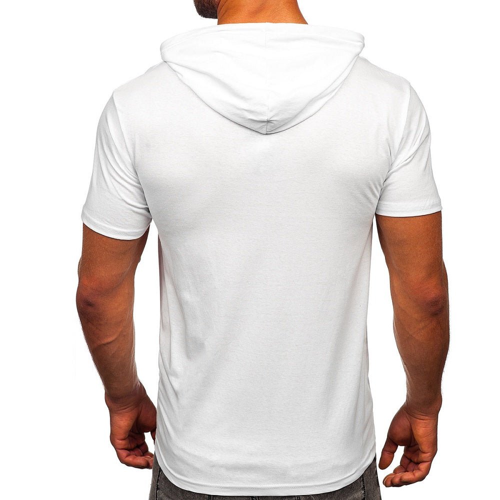 Vit T-shirt med luva baksida