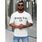 Vit T-shirt L.A - Slim Fit Herr Modell framifrån