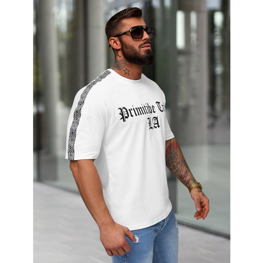 Vit T-shirt L.A - Slim Fit Herr Modell sidan
