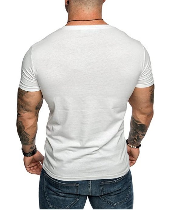 Vit V-neck T-shirt med bröstficka